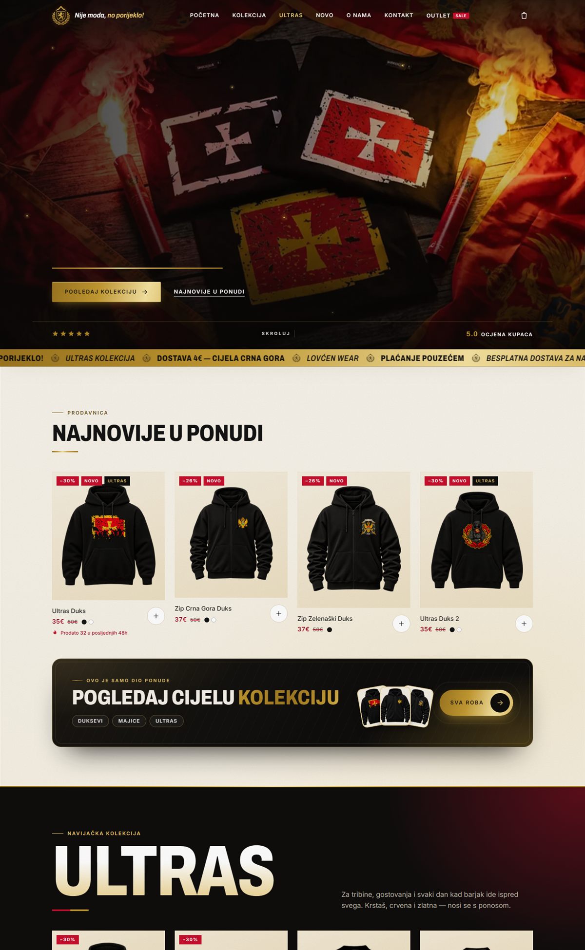 Lovćen Wear — desktop verzija