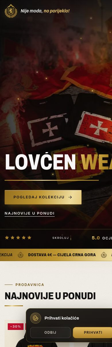 Lovćen Wear — mobilna verzija